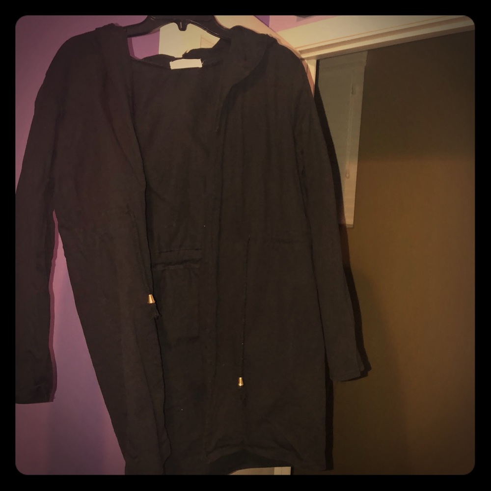 Long black classy hoodie jacket